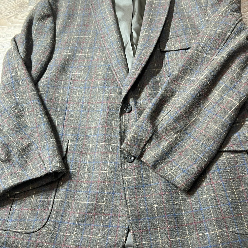Silver Silk Plaid Blazer‎ Preppy Academia - Fits Smaller See Measurements - Picture 4 of 13